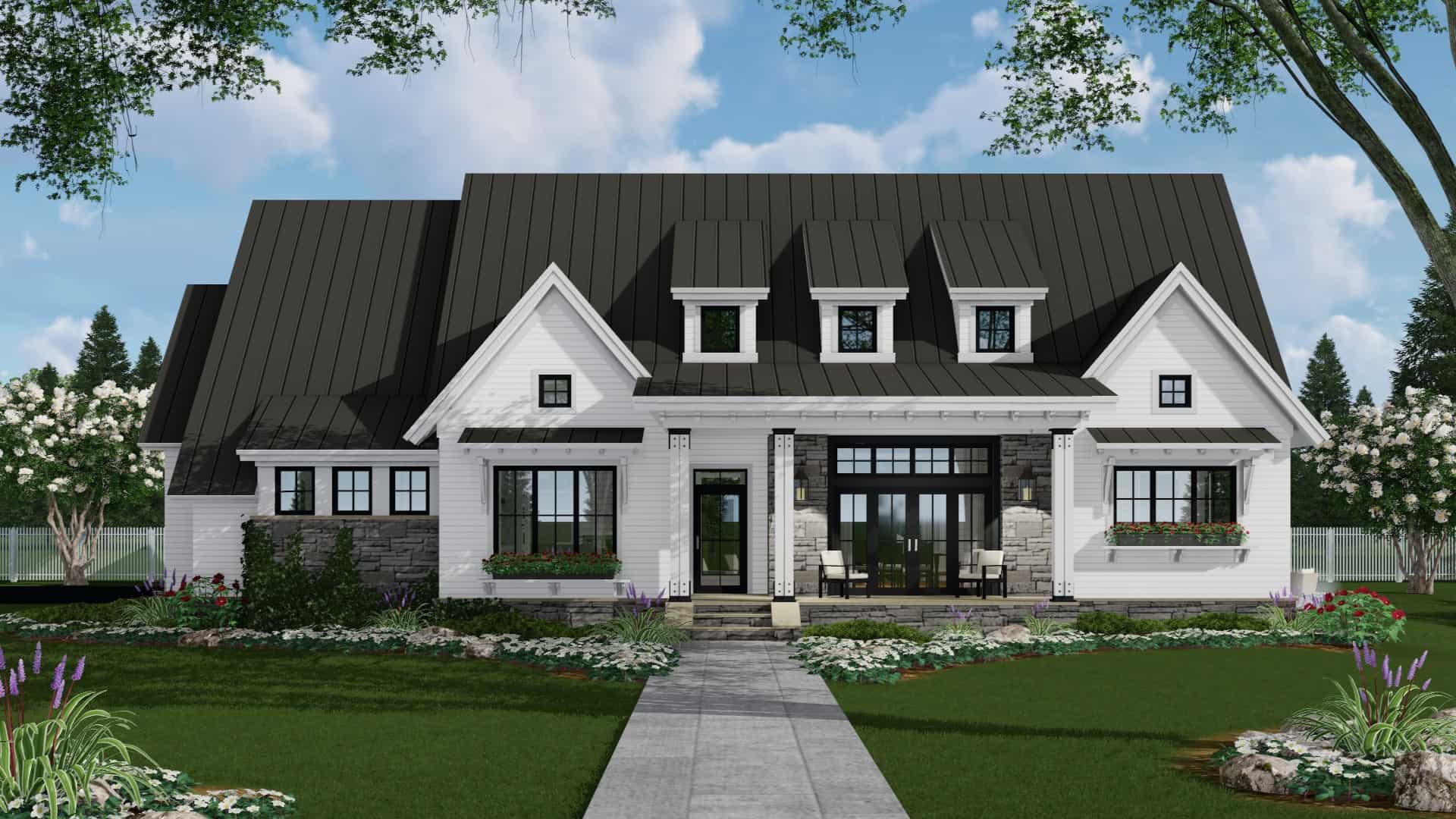 Front elevation of Ranch home (ThePlanCollection: House Plan #165-1183)
