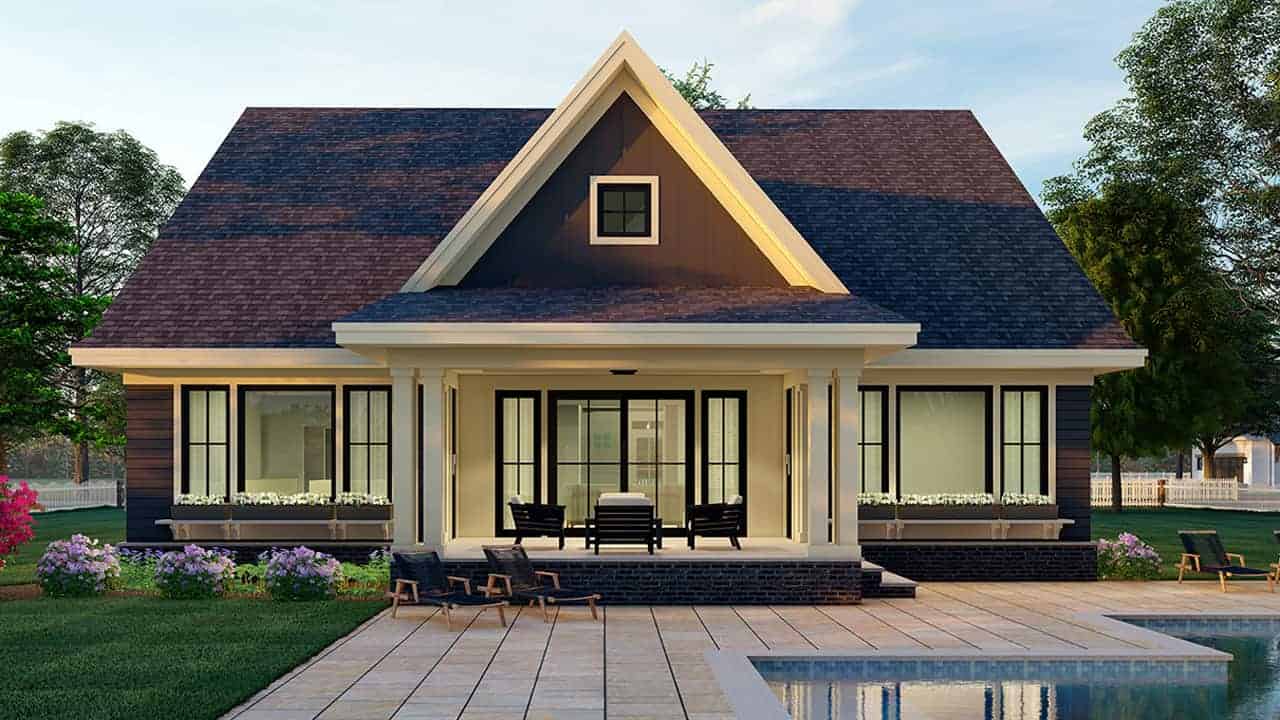 Rear View of this 3-Bedroom, 2801 Sq Ft Plan - 165-1187