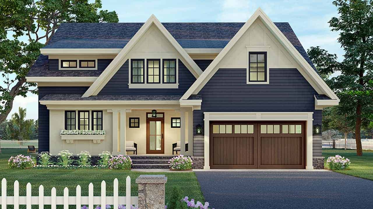 Front elevation of Cottage home (ThePlanCollection: House Plan #165-1187)