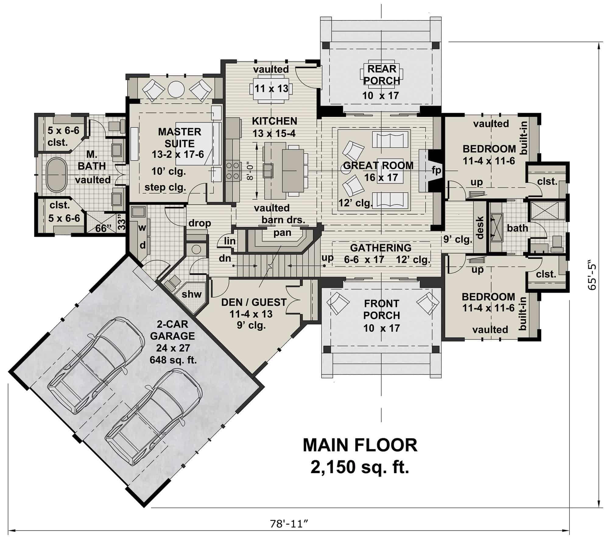Main Level of ---Primary Style--- Plan #165-1188