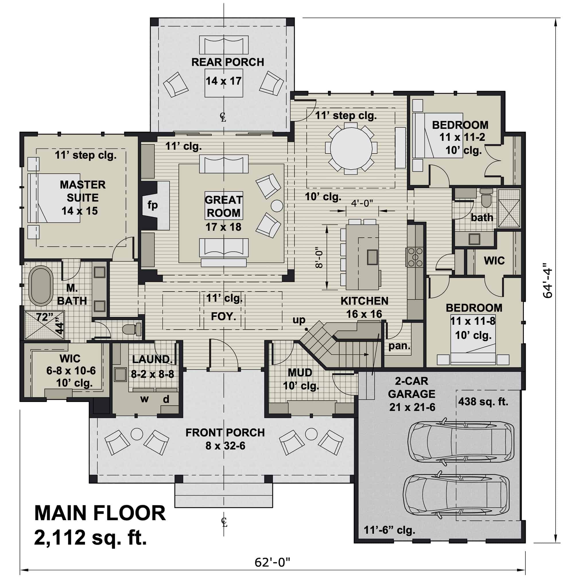 Main Level of Ranch Plan #165-1189