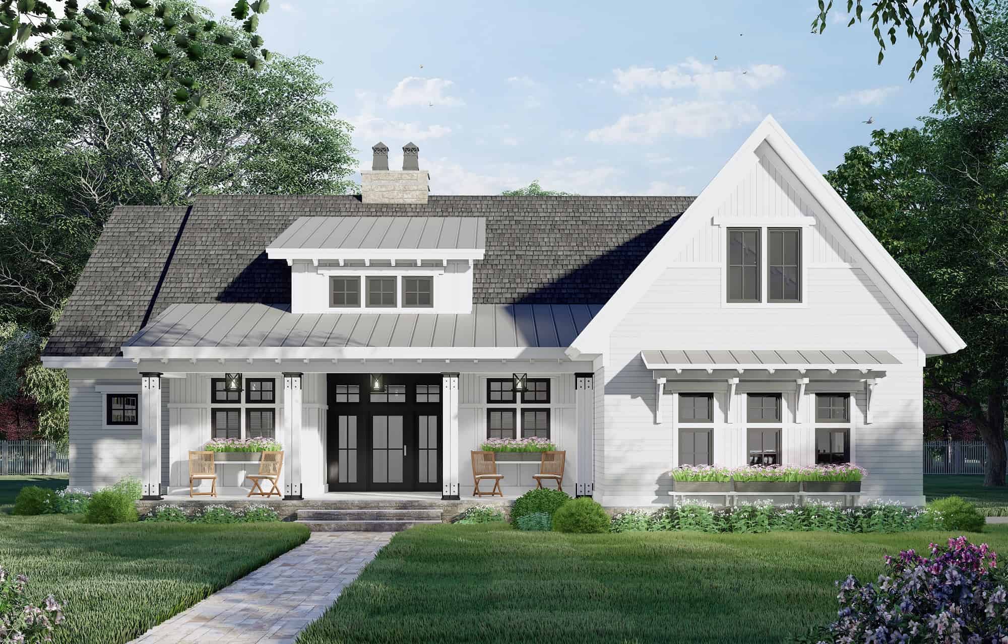 Front elevation of Ranch home (ThePlanCollection: House Plan #165-1189)