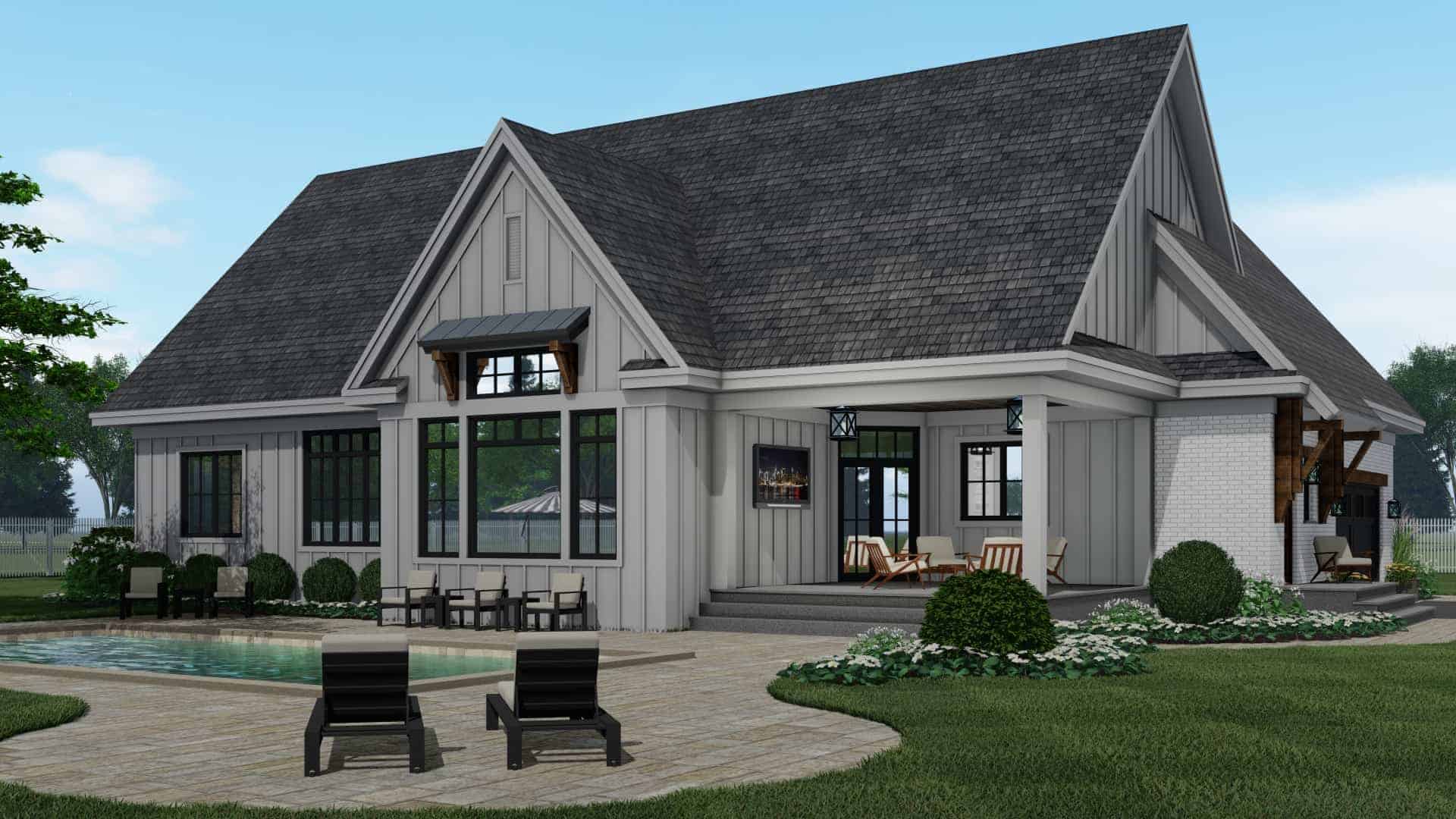 Rear View of this 3-Bedroom, 2364 Sq Ft Plan - 165-1192
