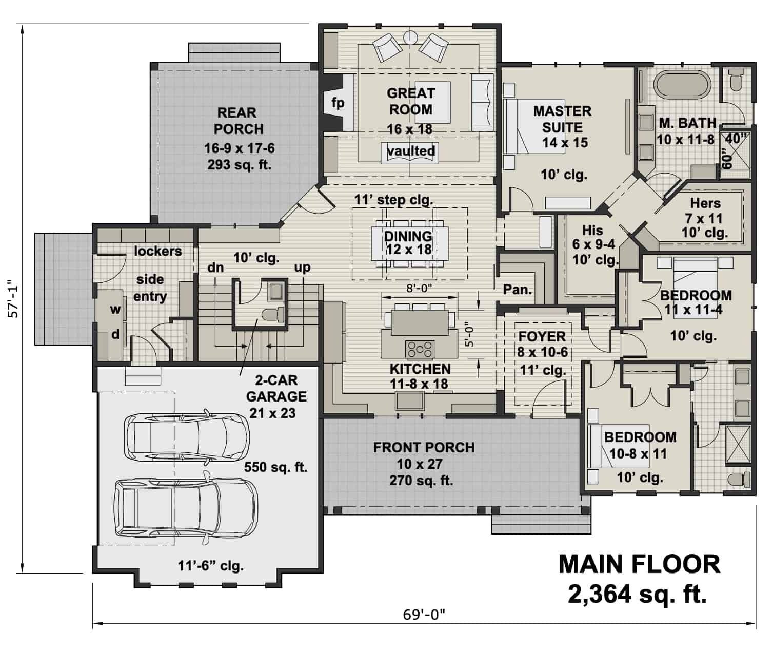 Main Level of Ranch Plan #165-1192