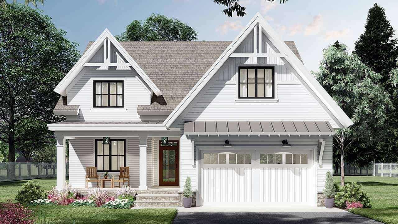 Farmhouse home (ThePlanCollection: House Plan #165-1193)