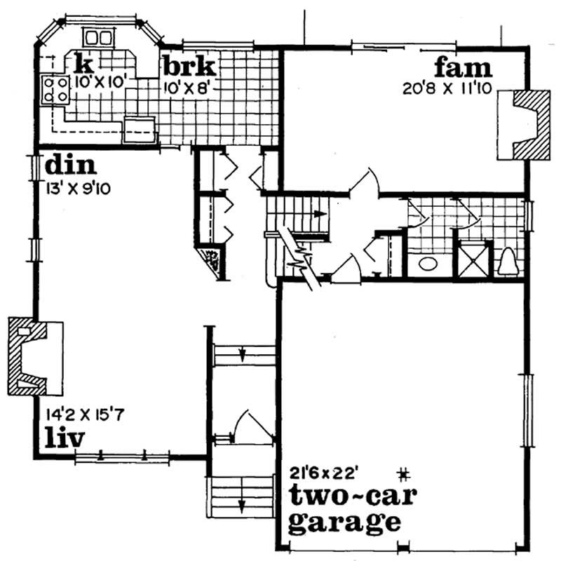 Floor Plan First Story of Traditional Plan #167-1001