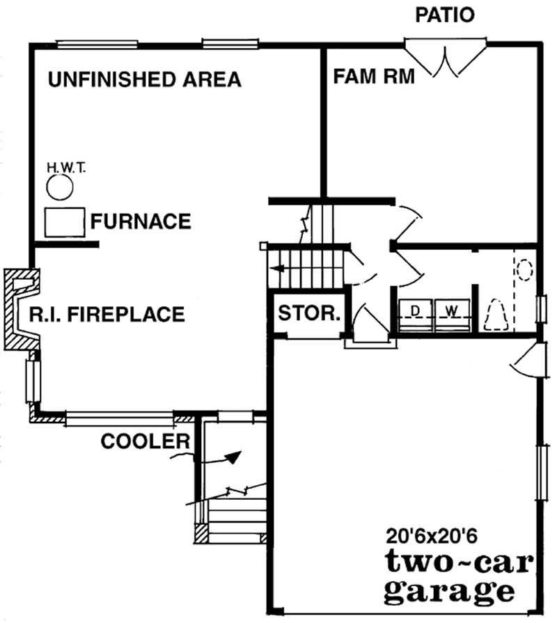 Floor Plan First Story of Ranch Plan #167-1002
