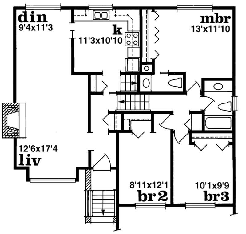 Floor Plan Second Story of Small House Plans #167-1003