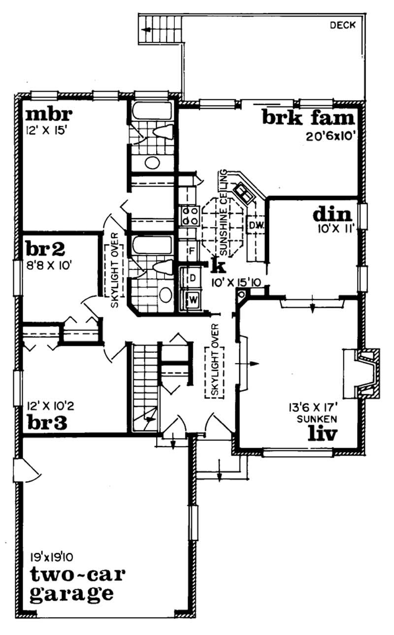 Floor Plan First Story of Ranch Plan #167-1009