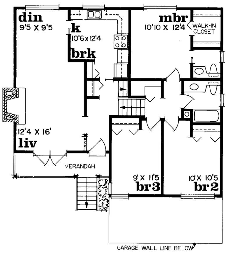 Floor Plan First Story of Small House Plans #167-1010