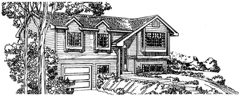 Front View of this 3-Bedroom, 1047 Sq Ft Plan - 167-1011