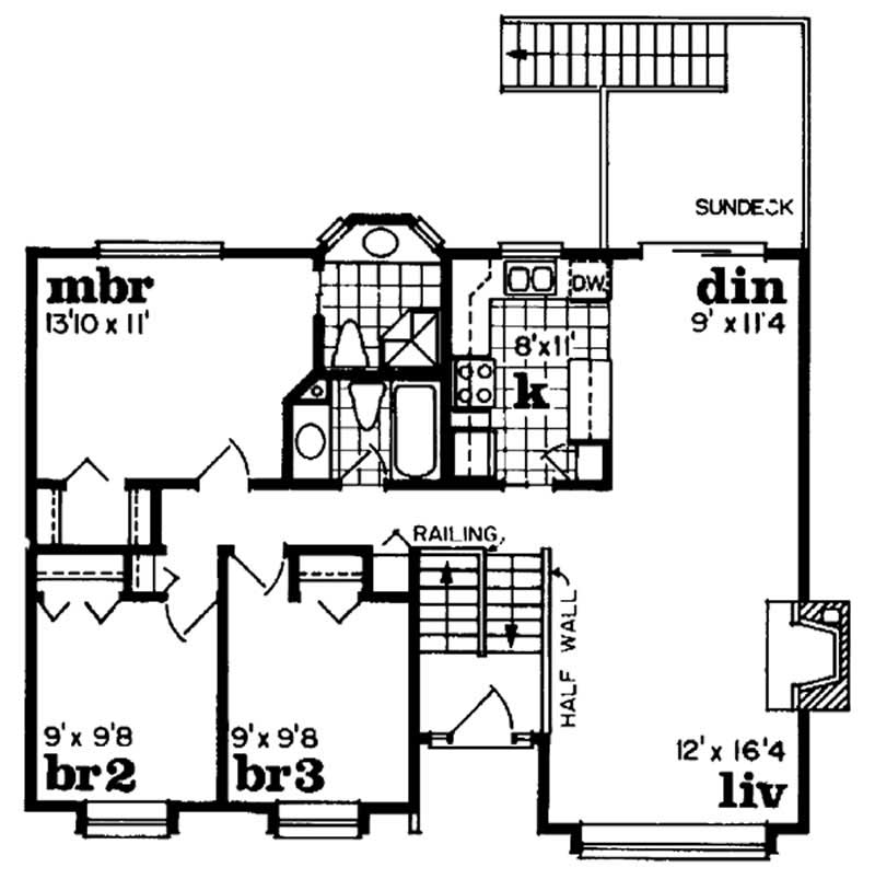 Floor Plan Second Story of Small House Plans #167-1011