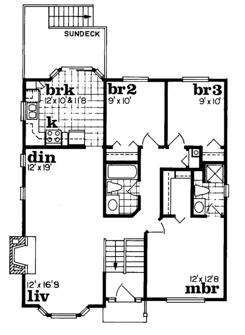 Floor Plan Second Story of Small House Plans #167-1012