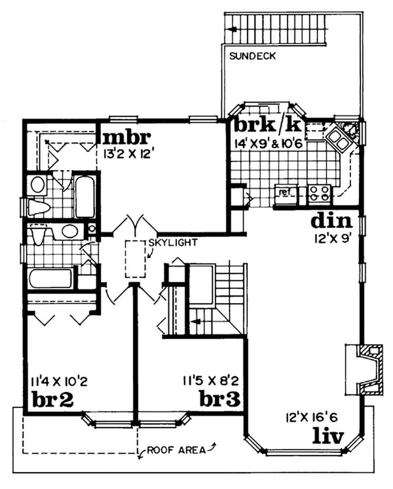 Floor Plan Second Story of Small House Plans #167-1013