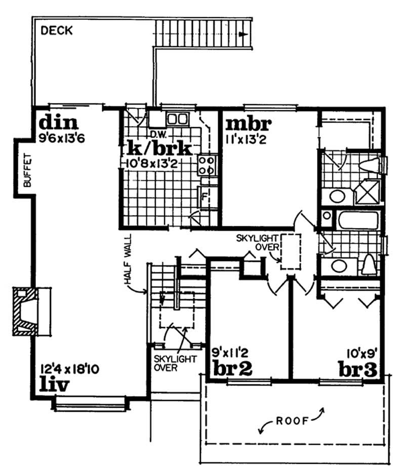 Floor Plan Second Story of Contemporary Plan #167-1018