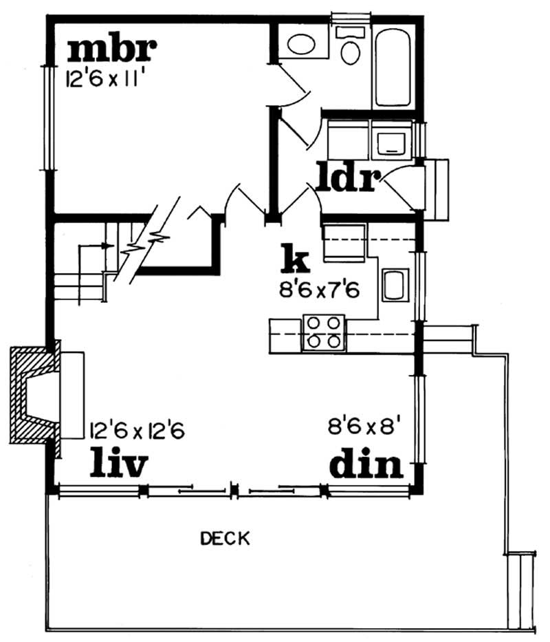 Floor Plan First Story of Small House Plans #167-1019