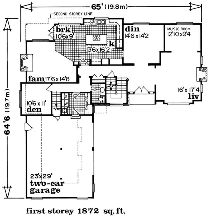 Floor Plan First Story of European Plan #167-1020