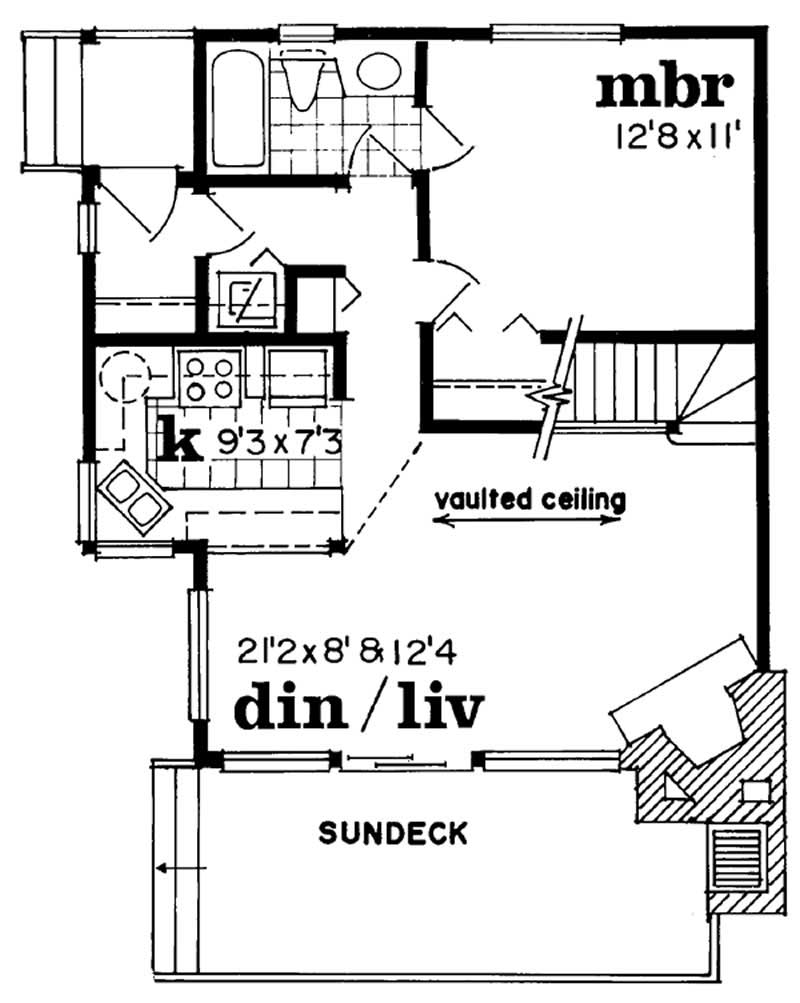 Floor Plan First Story of Log Cabin Plan #167-1022