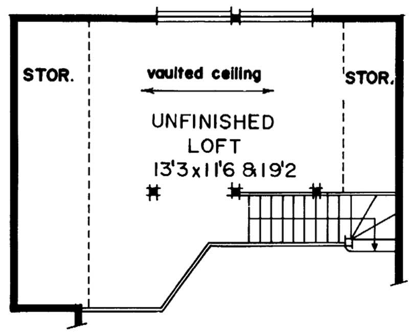 Floor Plan Second Story of Log Cabin Plan #167-1022