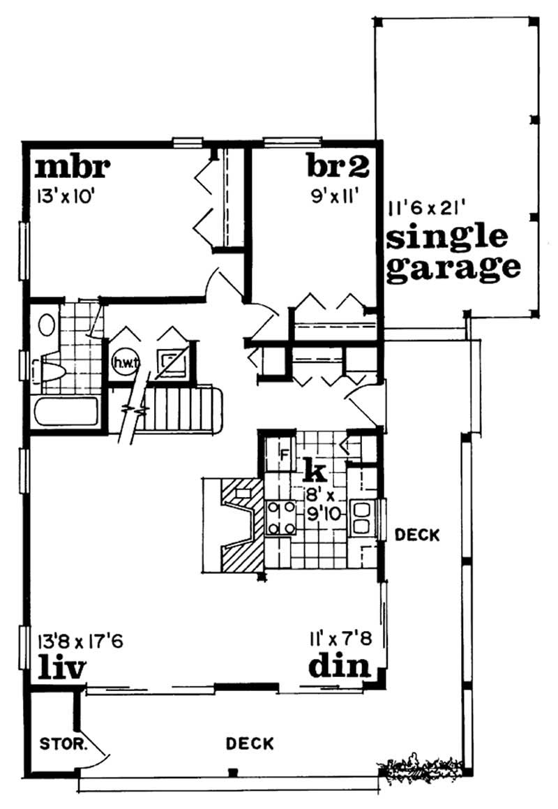 Floor Plan First Story of Log Cabin Plan #167-1023