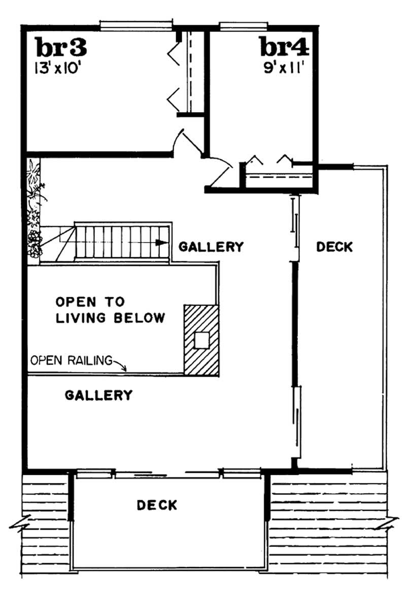 Floor Plan Second Story of Log Cabin Plan #167-1023
