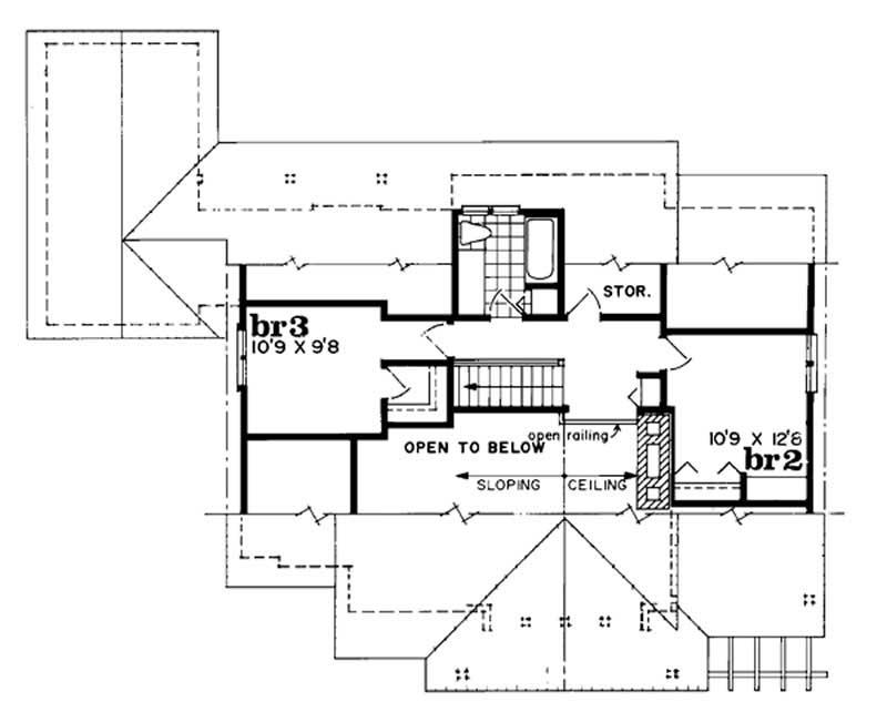 Floor Plan Second Story of Coastal Plan #167-1024