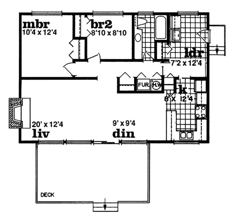 Floor Plan First Story of Log Cabin Plan #167-1025