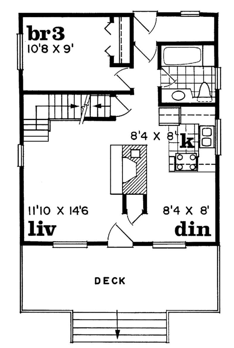 Floor Plan First Story of Small House Plans #167-1026