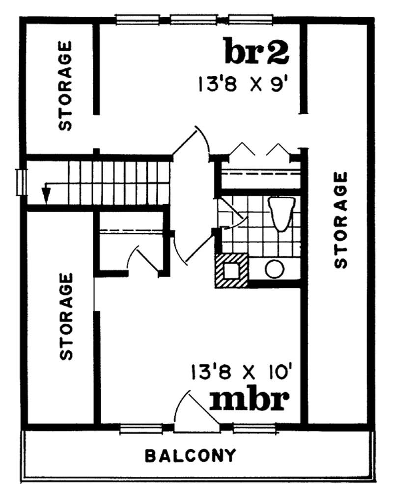 Floor Plan Second Story of Small House Plans #167-1026