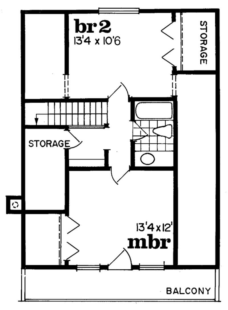 Floor Plan Second Story of Country Plan #167-1030
