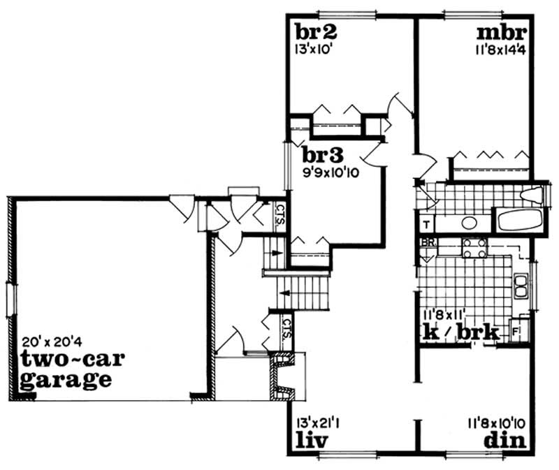 Floor Plan First Story of Small House Plans #167-1031