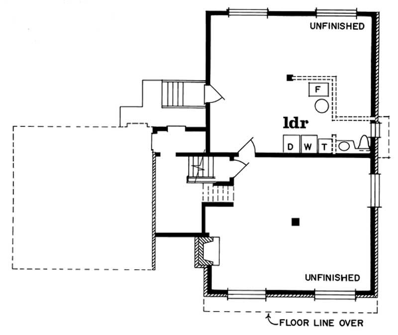 Floor Plan Basement of Small House Plans #167-1031