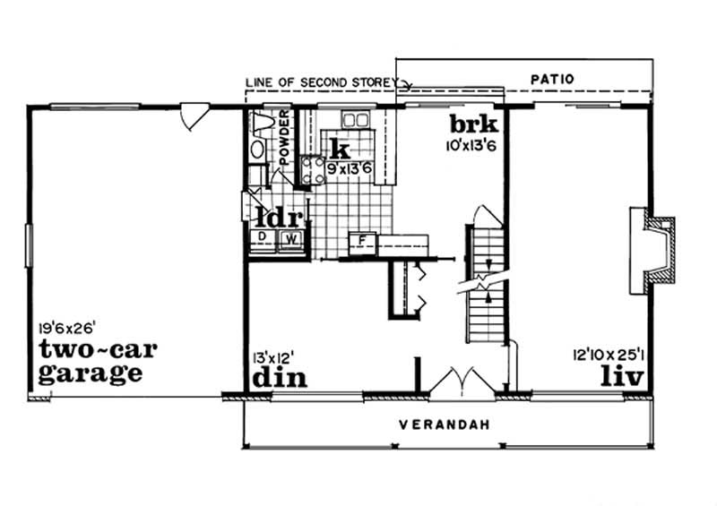 Floor Plan First Story of Country Plan #167-1032