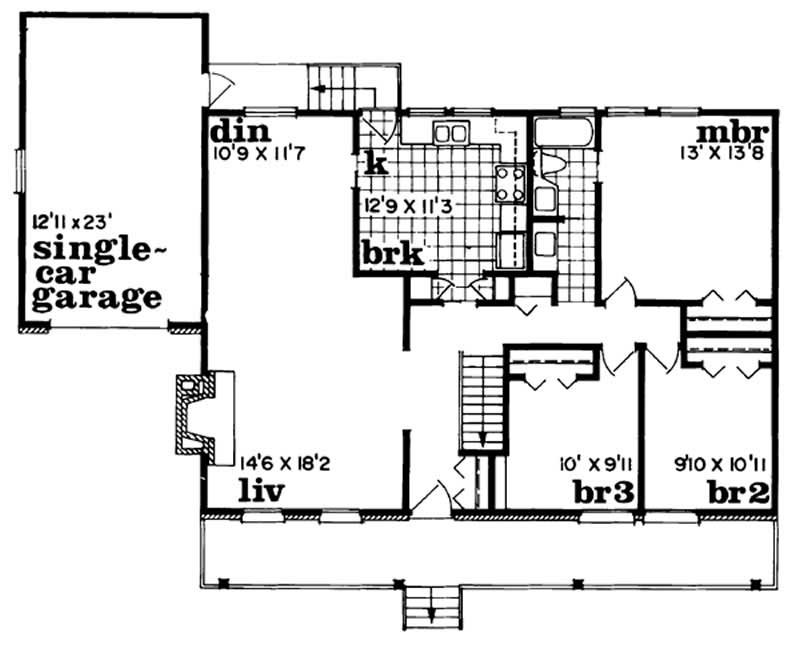Floor Plan First Story of Ranch Plan #167-1033