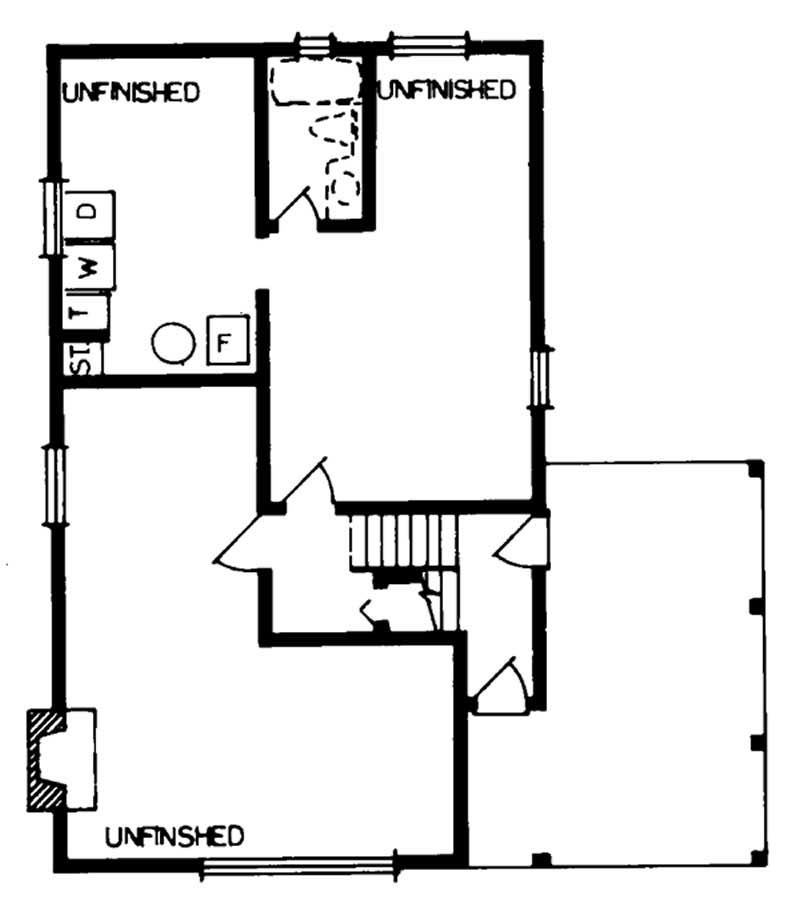 Floor Plan Basement of Ranch Plan #167-1036