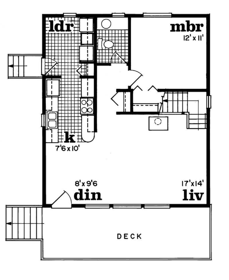 Floor Plan First Story of Log Cabin Plan #167-1038