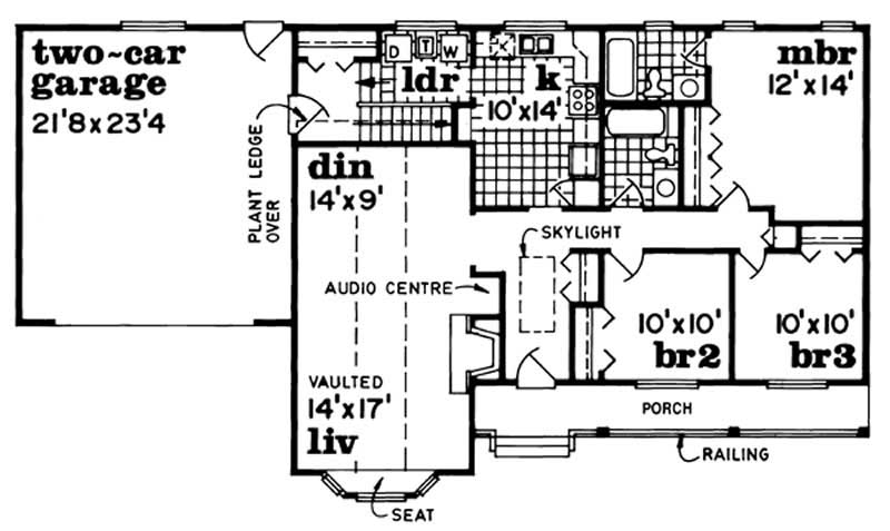 Floor Plan First Story of Ranch Plan #167-1039