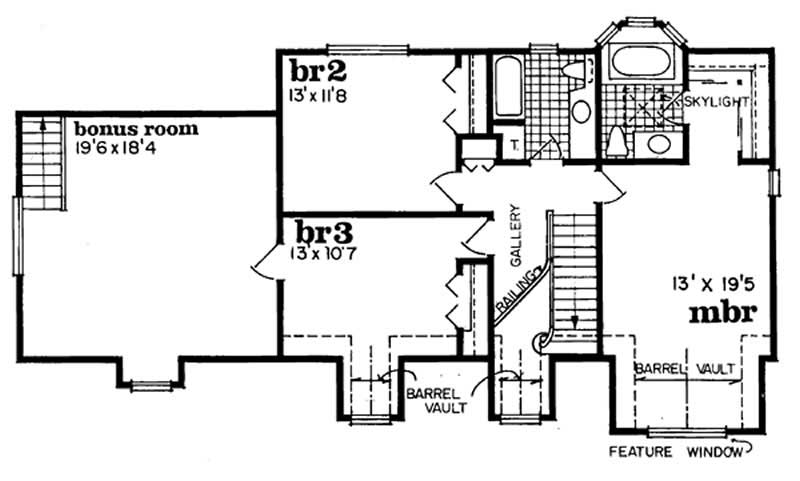 Floor Plan Second Story of Country Plan #167-1040