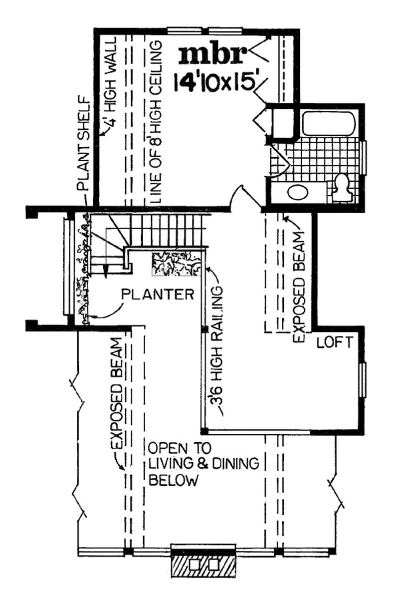 Floor Plan Second Story of Vacation Homes Plan #167-1041