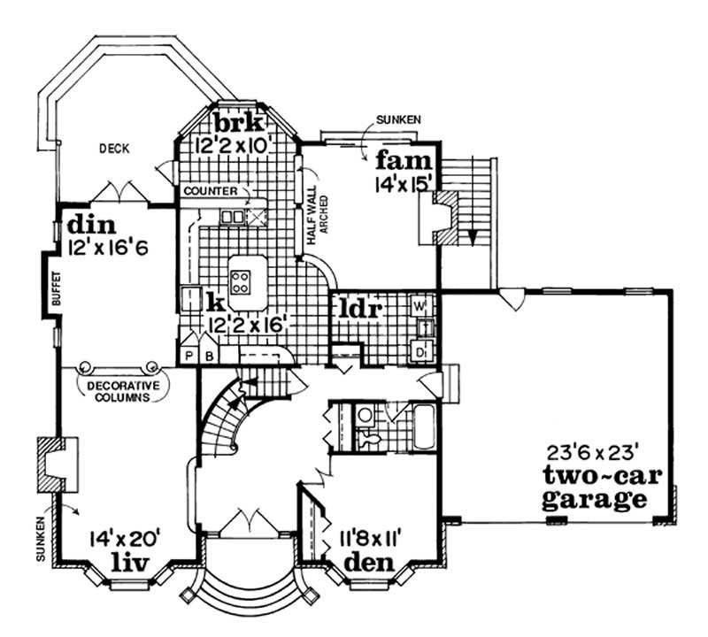 Floor Plan First Story of European Plan #167-1045