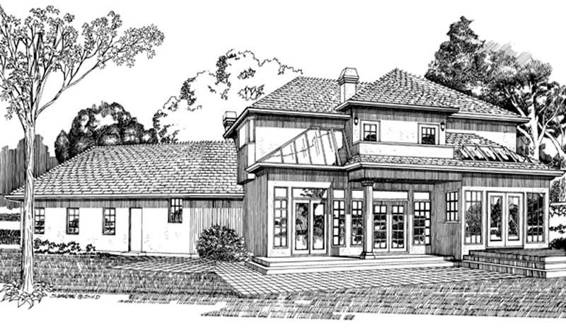 Home Plan Rear Elevation of this 3-Bedroom,3427 Sq Ft Plan -167-1046