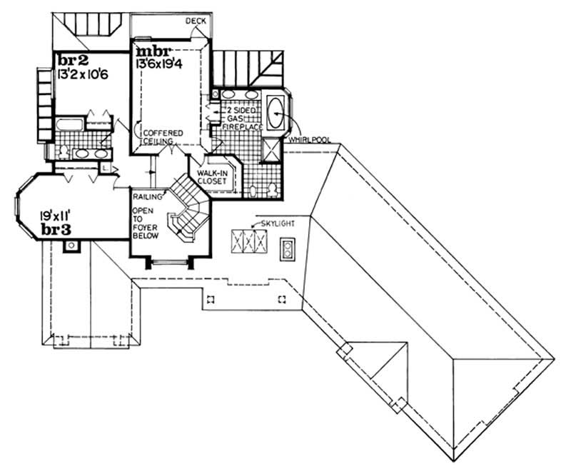 Floor Plan Second Story of Contemporary Plan #167-1046
