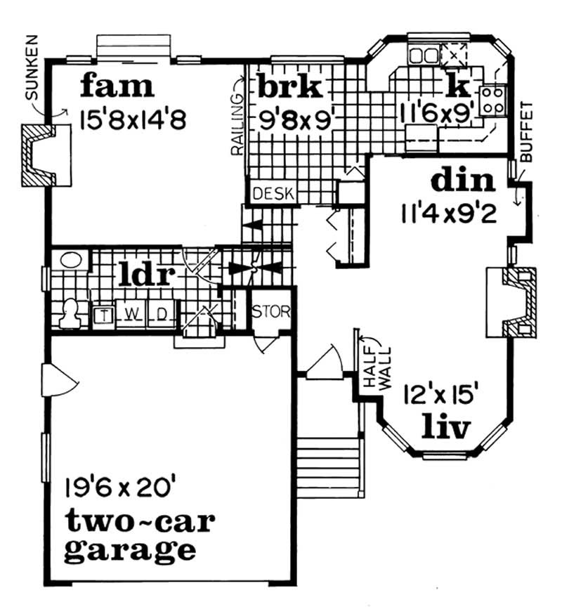 Floor Plan First Story of Small House Plans #167-1047