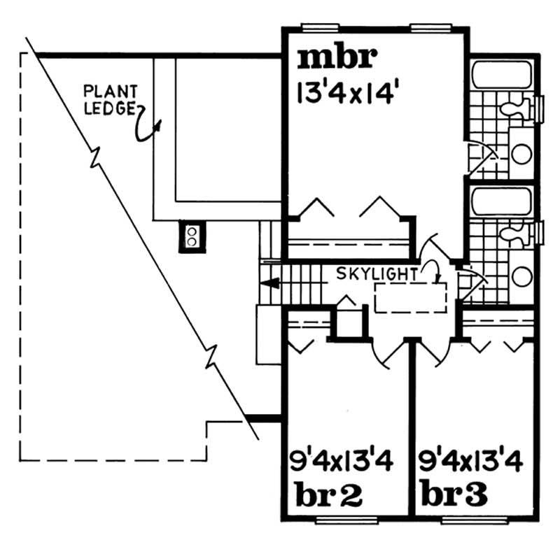 Floor Plan Second Story of Small House Plans #167-1048