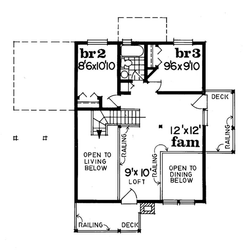 Floor Plan Second Story of Contemporary Plan #167-1049