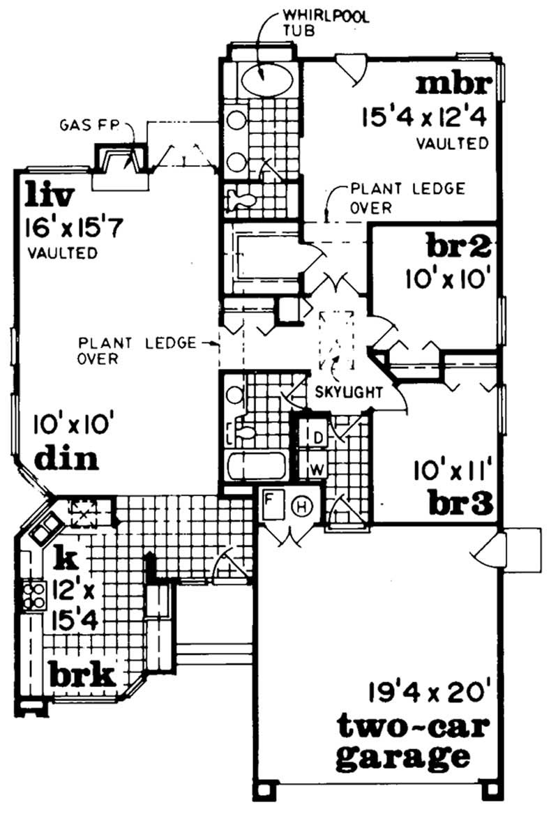 Floor Plan First Story of Small House Plans #167-1050