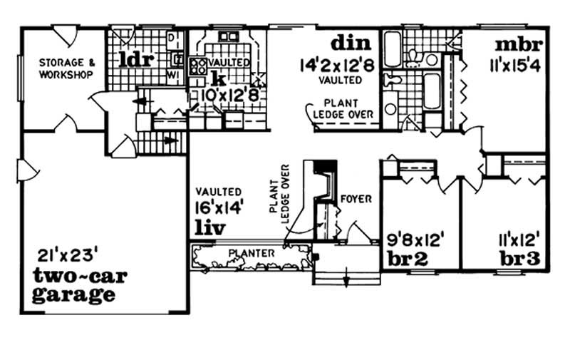 Floor Plan First Story of Ranch Plan #167-1051