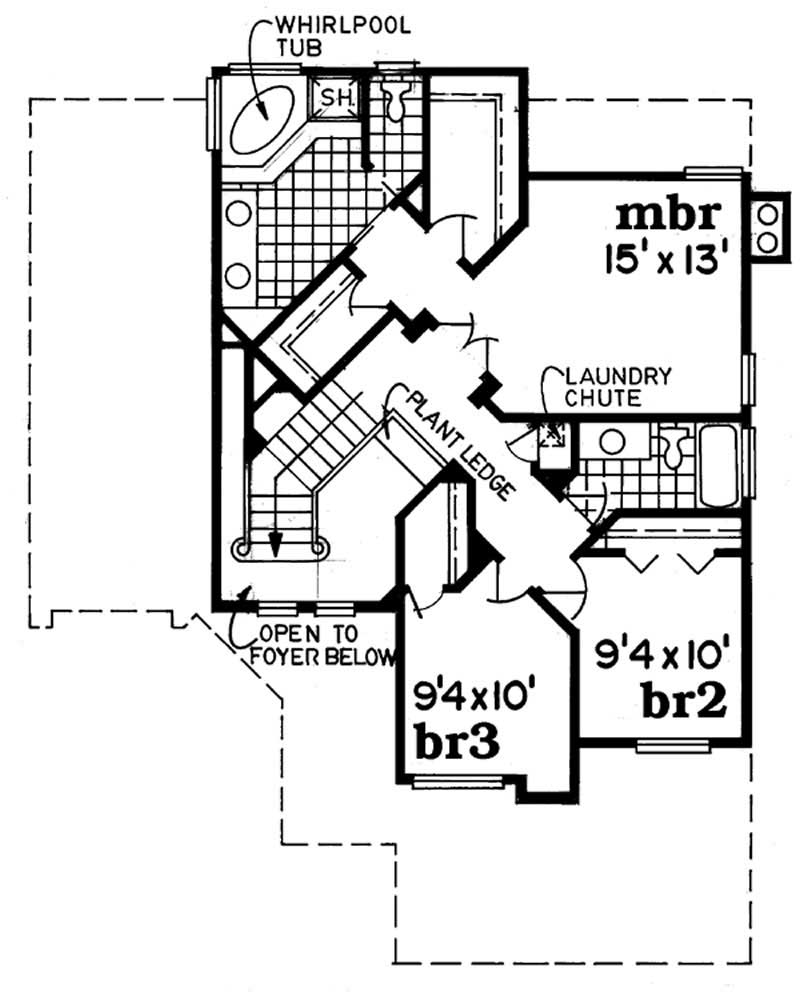 Floor Plan Second Story of Southwest Plan #167-1054