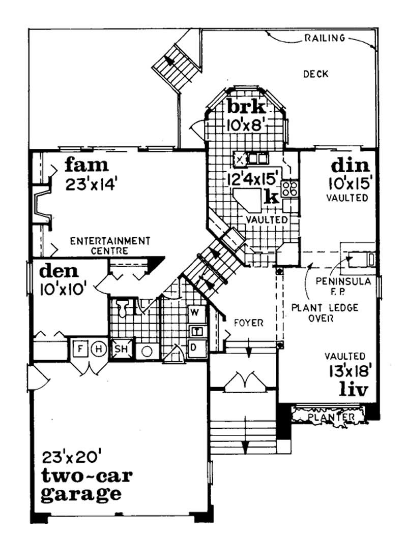 Floor Plan First Story of Southwest Plan #167-1055