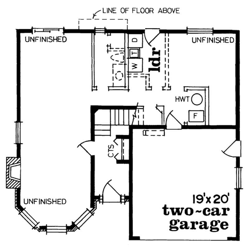 Floor Plan First Story of Small House Plans #167-1059